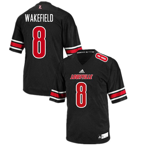 Men #8 Keion Wakefield Louisville Cardinals College Football Jerseys Sale-Black